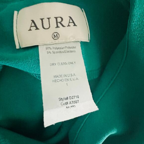 Aura Green Short Sleeve Flare Hem Dress Size M Medium - Picture 3 of 6